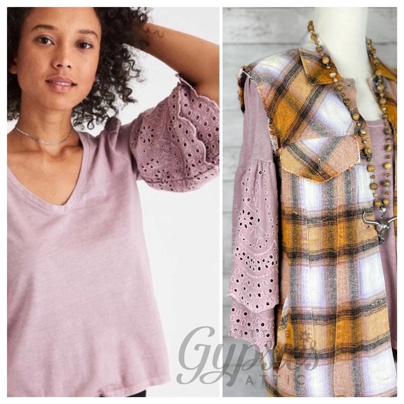 American Eagle Outfitters Tops - AE Soft & Sexy Lilac Bell Sleeve Tee